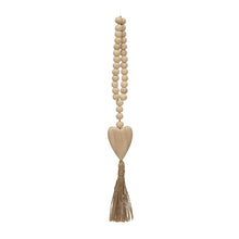 Load image into Gallery viewer, Wood Bead Garland Natural Heart Tassel
