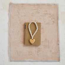 Load image into Gallery viewer, Wood Bead Garland Gold Heart Tassel
