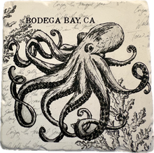Load image into Gallery viewer, Bodega Bay California Coaster Octopus Black and White
