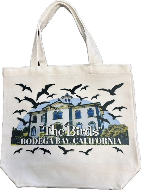 The Birds by Hitchcock Tote Bag Bodega Bay Schoolhouse White